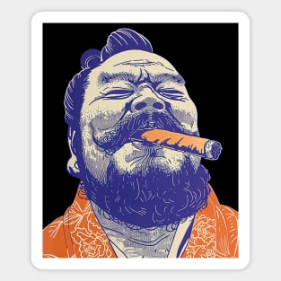 Puff Sumo: Smoking a Fat Robusto Cigar  on a dark (Knocked Out) background Magnet